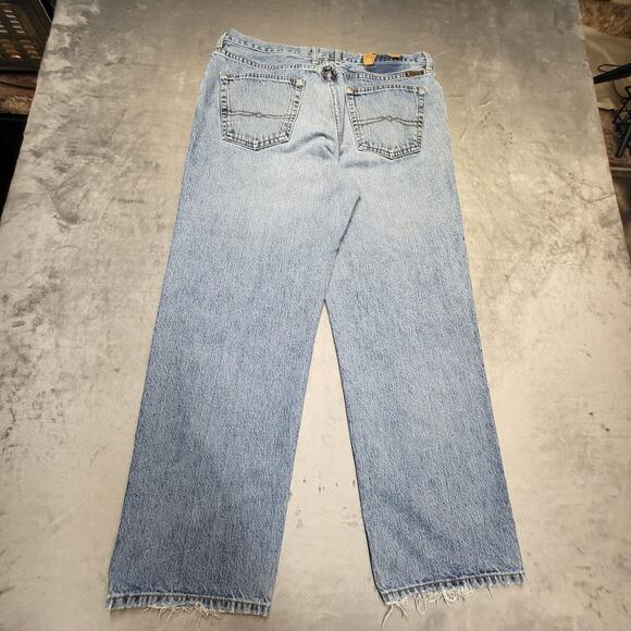 Lucky Brand Dungarees Jeans Mens 36x30 Light Wash Made in USA Distressed Ripped - Picture 9 of 10